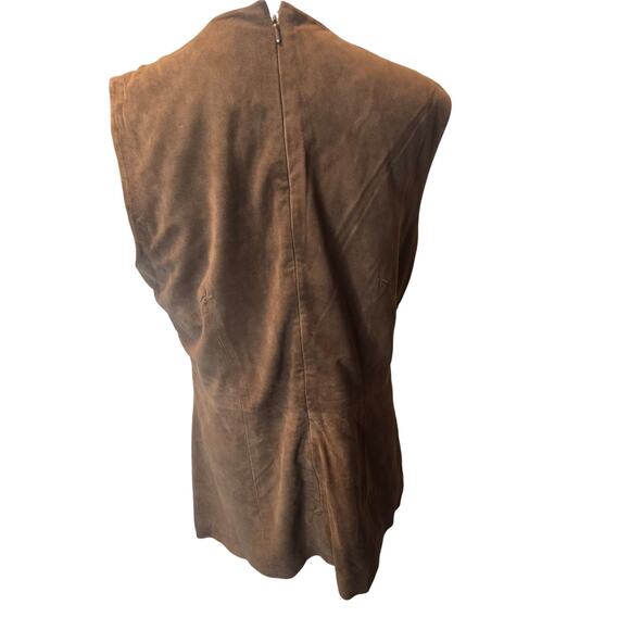 Spiegel Vintage Brown Suede‎ Leather Sleeveless Tunic Tank Top Western Size 14 - Picture 3 of 5